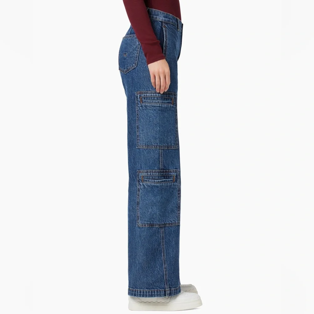 HUDSON Women’s High Rise Cargo Wide Leg Denim Jeans Blue 27 NWT - Picture 4 of 16